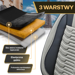 Huse auto Paris, din piele, ergonomice, set complet – bej