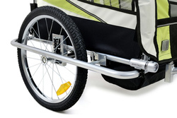 Remorca de biciclete cu amortizor 2 persoane +JOGGER verde + gratuit