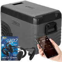 Frigider portabil de voiaj auto cu compresor Yolco KX30 Carbon 25L + căști wireless impermeabile