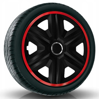  Set 4 capace jante 14" Fast Lux negru-rosu 