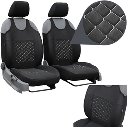 Set Huse Auto Universale din 9 Piese, Material Piquat, Culoare Negru cu Gri, Compatibile cu Scaune cu Airbag
