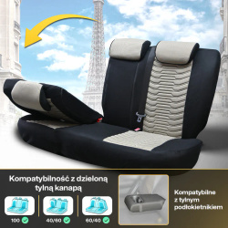 Huse auto Paris, din piele, ergonomice, set complet – bej