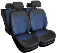 Set Huse Auto Universale din 9 Piese, Tapitate, Model Auto-Dekor Royal, Culoare Albastru, Compatibile cu Scaune cu Airbag