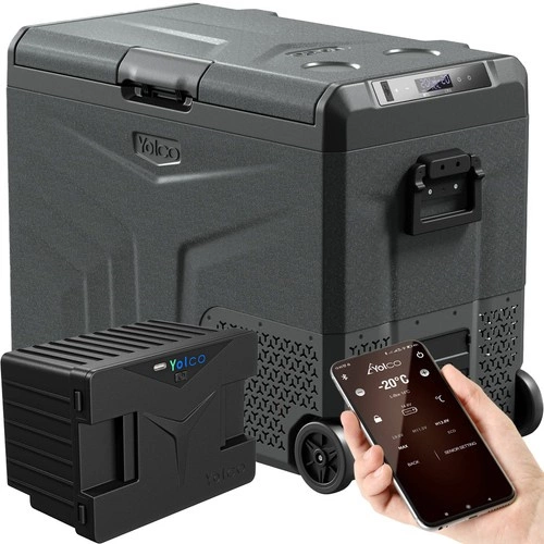Lada frigorifica auto profesionala cu compresor Yolco TCX60 CARBON 63L 12V 240V + baterie modulara
