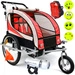 Remorcă de bicicletă cu amortizor 2 persoane + JOGGER roșu + gratuit
