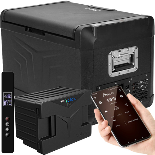 Frigider portabil de voiaj auto cu compresor Yolco GCX37 Black 37L 12V 24V + Baterie modulară Yolco