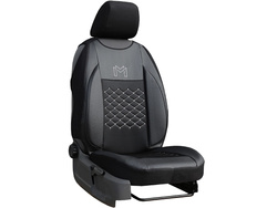 Husa Auto cu Suport Lombar, Model POK-TER Motive, Universala, Culoare Negru