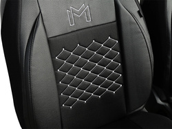 Husa Auto cu Suport Lombar, Model POK-TER Motive, Universala, Culoare Negru