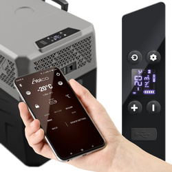 Lada frigorifica auto profesionala USB bluetooth 5.0 Yolco BCX40 GREY 39L 12V 24V 100-230V + baterie modulară + cuburi de gheață gratuite