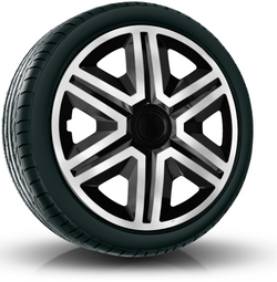  Set 4 capace jante Action doublecolor 14" negru-argintii 