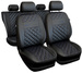Set Huse Auto Universale din 9 Piese, Piele Ecologica, Model Perfect Line, Culoare Albastru, Compatibile cu Scaune cu Airbag