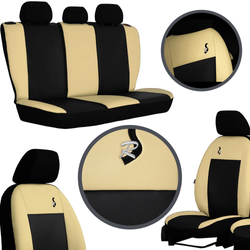 Set huse auto Road Pok-Ter din piele ecologica Negru/Bej