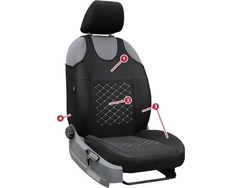 Set Huse Auto Universale din 9 Piese, Material Piquat, Culoare Negru cu Rosu, Compatibile cu Scaune cu Airbag