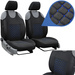 Set Huse Auto Universale din 9 Piese, Material Piquat, Culoare Negru cu Albastru, Compatibile cu Scaune cu Airbag
