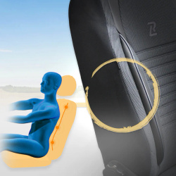 Huse pentru scaunele din față ARES, din piele, groase, gri-negru – față