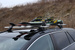 Suport ski auto pentru schiuri, Amos, cu prindere pe bare transversale pentru 3 perechi de schiuri