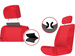  Set Huse Auto Universale din 9 Piese, Groase, Material + Piele Ecologica, cu Broderie Eleganta, Culoare Negru cu Rosu