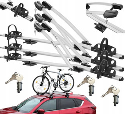 3x Suport biciclete Aguri Acuda 3 cu prindere pe bare transversale, Argintiu