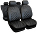 Set Huse Auto Universale din 9 Piese, Piele Ecologica, Model Perfect Line, Culoare Negru, Compatibile cu Scaune cu Airbag
