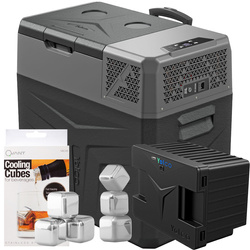 Frigider turistic cu compresor  USB bluetooth 5.0 Yolco BCX50 CARBON 47L 12V 24V 100-230V + baterie modulară + cuburi de gheață gratuite