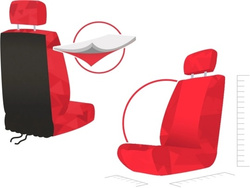  Set Huse Auto Universale din 9 Piese, Groase, Material + Piele Ecologica, cu Broderie Eleganta, Culoare Negru cu Rosu