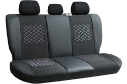 Set Huse Auto din 9 Piese, Universale, Piele Ecologica, Groase, Captusite, cu Broderie POK-TER, Culoare Negru