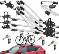 3x Suport biciclete Aguri Acuda 3 cu prindere pe bare transversale, Argintiu
