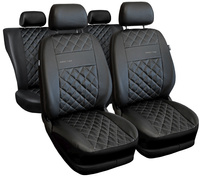 Set Huse Auto Universale din 9 Piese, Piele Ecologica, Model Perfect Line, Culoare Argintiu, Compatibile cu Scaune cu Airbag