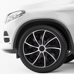 Set 4 capace jante quad bicolor 15" negru-argintii