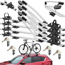 4x Suport biciclete Aguri Acuda 3 cu prindere pe bare transversale, Argintiu