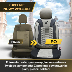 Huse auto Paris, din piele, ergonomice, set complet – bej