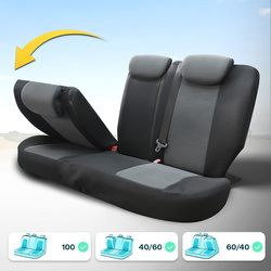 Huse pentru scaune auto din piele Ares, groase, gri-negru, set complet