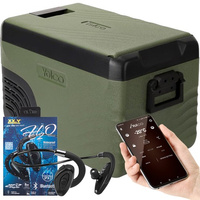 Frigider portabil de voiaj auto cu compresor Yolco KX30 GREEN 25L + căști wireless impermeabile