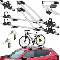 2x Suport biciclete Aguri Acuda 3 cu prindere pe bare transversale, Argintiu