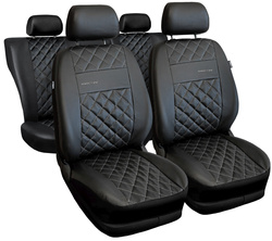 Set Huse Auto Universale din 9 Piese, Piele Ecologica, Model Perfect Line, Culoare Argintiu, Compatibile cu Scaune cu Airbag