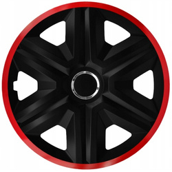  Set 4 capace jante 14" Fast Lux negru-rosu 