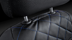 Set Huse Auto Universale din 9 Piese, Piele Ecologica, Model Perfect Line, Culoare Albastru, Compatibile cu Scaune cu Airbag