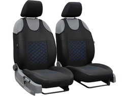 Set Huse Auto Universale din 9 Piese, Material Piquat, Culoare Negru cu Albastru, Compatibile cu Scaune cu Airbag