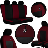 Set huse auto Road Pok-Ter din piele ecologica Negru/Carmin