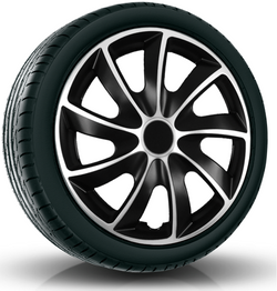 Set 4 capace jante quad bicolor 15" negru-argintii