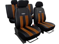 Set huse auto GT Pok-Ter din alcantara si piele ecologica, Maro
