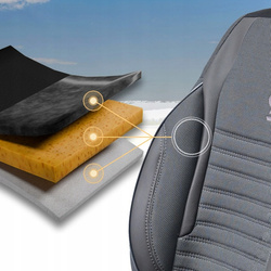 Huse pentru scaune auto din piele Ares, groase, gri-negru, set complet