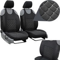 Set Huse Auto Universale din 9 Piese, Material Piquat, Culoare Negru cu Gri, Compatibile cu Scaune cu Airbag