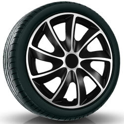 Set 4 capace jante quad bicolor 16" negru-argintii