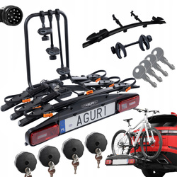 Aguri Active Bike PRO 3+1 Black suport biciclete pe carlig pentru transportul a 4 biciclete