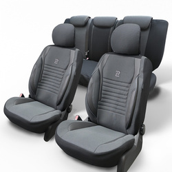 Huse pentru scaune auto din piele Ares, groase, gri-negru, set complet