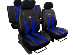 Set huse auto GT Pok-Ter din alcantara si piele ecologica, Albastru