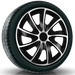 Set 4 capace jante quad bicolor 16" negru-argintii