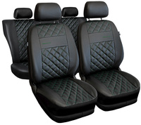 Set Huse Auto Universale din 9 Piese, Piele Ecologica, Model Perfect Line, Culoare Verde, Compatibile cu Scaune cu Airbag