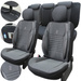 Huse pentru scaune auto din piele Ares, groase, gri-negru, set complet